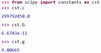 Constantes de physique dans scipy